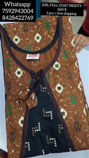 WOMEN'S WORLD on Instagram: "FULL COAT MODEL NIGHTY XL & XXL SIZE 260+$ 3 pcs + free shipping 🚚 290+gsm pure cotton cloth fabric WHATSAPP 7592943004 8428422769 #coatmodelnighty #coatnighty #fullcoatmodelnighty #purecottonnighty #womensworldnighty"