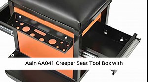 Workshop Creeper Seat, Mechanics Stool with Wheels, Garage Rolling Work Seat with Built in Toolbox, Padded Chair Seat with Drawers,Orange,300 LBS Capacity…