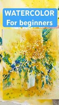 WATERCOLOR for beginners mimosa #painting #acquarello #art #dipingereconlacqua