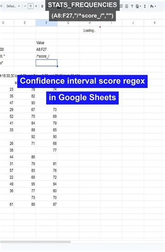 STATS_FREQUENCIES regex score labels in Sheets