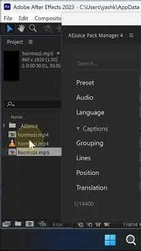 Auto Captions Audio Sources and Batch Processing - AEJuice Tutorials #shorts