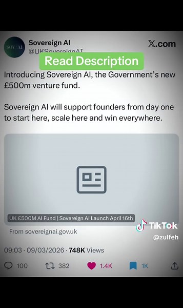 Batley-maxxin' has become UK-maxxin' big time. The UK Gov has just launched a new £500M venture fund for AI founders. With a £1T tech market, the UK has the largest AI sector in Europe. If you were looking for signals as to why be optimistic about the UK, these are it. Naturally, it's not just about learning AI. You need a cross-sectional skillset as mentioned the other day. AI means nothing without a problem solving mindset first and foremost. Solve real problems using AI - don't just use AI fo
