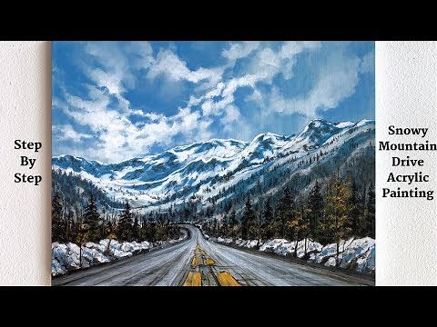 Snowy Mountain Drive STEP by STEP Acrylic Painting (ColorByFeliks)