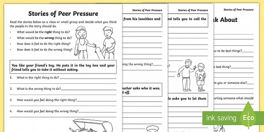 Peer Pressure Choices Worksheet