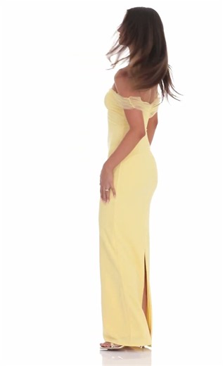 yellow tulle off-shoulder = sunshine princess with floaty volume ☀️💛✨