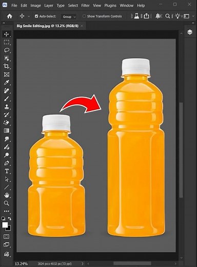 Quick Photoshop Tips: How to Increase the Size of a Bottle without Distorting It! #shorts
