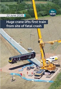 Two 110-tonne cranes have been moved into position to lift wreckage from the site of the fatal Bedford train crash. Two East Midlands Railway service collided just after 5pm on Friday, leaving the driver of one dead and nearly 100 passengers injured. On Monday lunchtime the first carriage was lifted from the wreckage, allowing investigators to take it away for examination, and get a look at the rail line underneath it. #traincrash #train