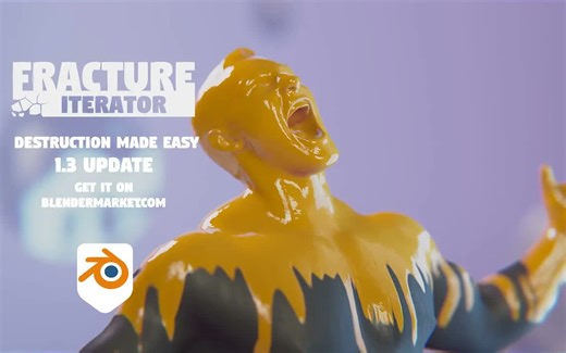 iBlender中文版插件 Fracture Iterator 撞击破碎断裂刚体物理模拟动画 Blender教程