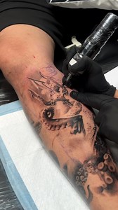 553K views · 12K reactions | Octopus and a Trident  12+ hours. Wraparound leg project. Sponsored by Glide Tattoo Products SGoons Tattoo Supply Skincandy Tattoo Inks Headhunter Numbing Spray Inkcraft Pro | Karlvtattoo | Facebook