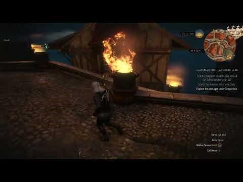 Witcher 3 - Scavenger Hunt Cat School Gear // Investigate Passages Under Temple Island Walkthrough