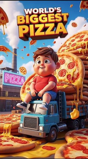 World's Largest Pizza Factory! 🍕 Giant Pizza Challenge - 3D Animation Cartoon for Kids