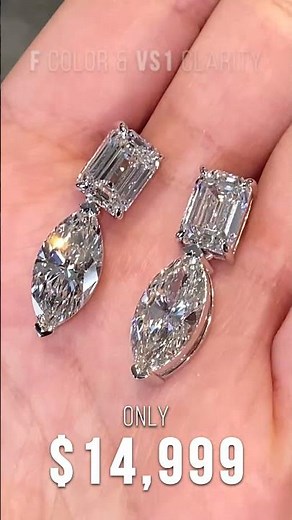 20.39ctw Two-Stone Diamond Drop Earrings Featuring Marquise and Emerald Cut set in 14K White Gold 💎✨