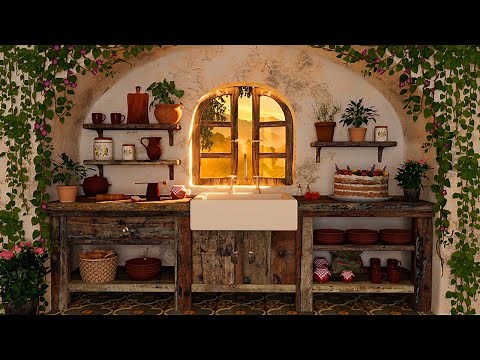 Sunny Kitchen Ambience ☀️ Gentle Birdsong, Cooking Sounds, Washing Up, Bubbling, Crackling