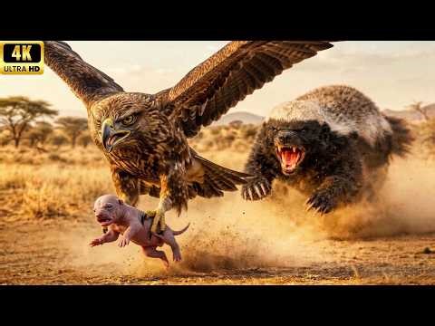 Life-and-Death Moment: A Baby Honey Badger in an Eagle’s Talons ! | Wild animals
