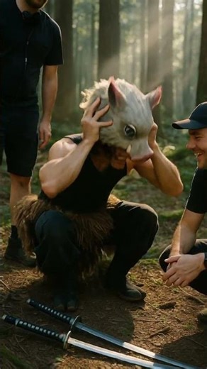 Inosuke — Mask off, mood on. A wild chat behind the blades. 🐗🎬🔥