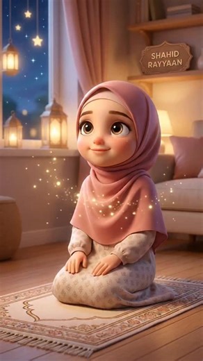 SHAHID RAYYAAN KHAN on Instagram‎: "🌙 La Ilaha Illallah Dhikr for Kids | Cute Girl Recites the Best Kalima for Noor & Tawhid in Ramadan. #allah #prophetmuhammadﷺ #cartoon #foryou #trending Experience the pure beauty of tawhid in this serene Pixar-style 2.5D Ramadan cartoon! 🌙 A sweet little Muslim girl (8-9 years old, soft rose-pink hijab) sits peacefully on her prayer mat during Ramzan, with golden sparkles of tawhid gathering around her heart as she remembers Allah lovingly. She recites the 
