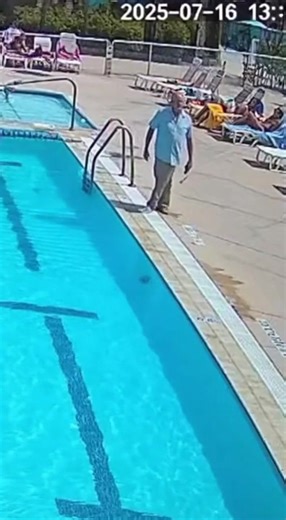 1.3K views | A hilarious security camera captures the exact moment a man loses his balance and takes an unexpected plunge into a public swimming pool. The splash is massive and everyone around can't believe what just happened! | Funny AI Videos | Facebook