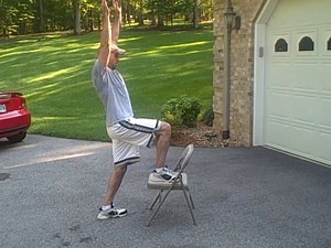 Overhead One Legged Step Ups