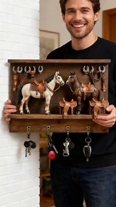 Western Equestrian Key Organizer: Turn Key-Hunting into Ranch-Style Ease 🐎 Tired of scrambling for keys everywhere? This Western equestrian key organizer fuses “ranch freedom” with practical storage—your new favorite decor that solves chaos! Bold Western Aesthetics ✅Life-like horse figurines, vintage horseshoes, and leather saddle details transform your entryway or bedroom into a “private equestrian club.” A dream for horse lovers! Key Storage Essential ✅4 metal hooks keep keys, car fobs, and s