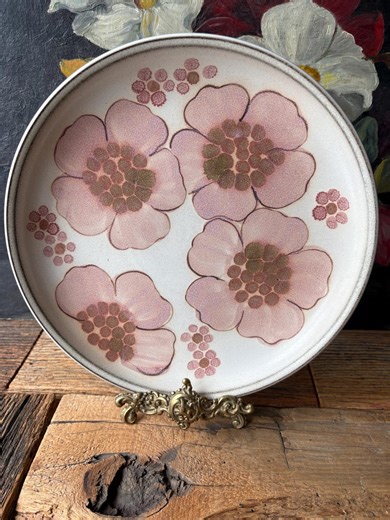 Vintage Denby Gypsy Dinner Plates Set of 2 | Mid Century Stoneware | Pink Wild Rose Coupe Plates 10” | Vintage English Pottery - Etsy
