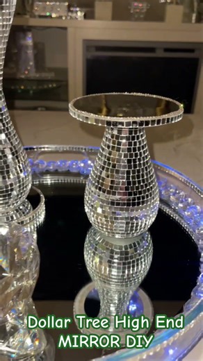 DIY Dollar Tree High End Glam Mirror Coffee Table Decor #diy #trending #shorts
