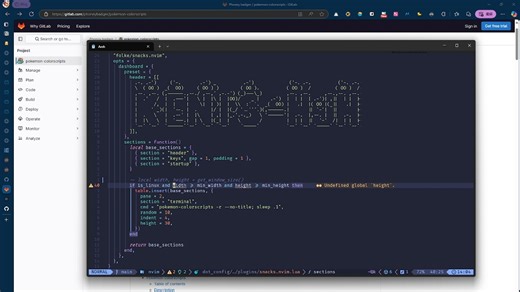 🔥 终端玩出花！Pokemon ASCII 图鉴集成 Neovim 启动界面 🔥