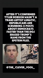 8.6K views · 212 reactions | “Turns out Tyler Robson wasn’t a ‘trans leftist lunatic’ after all. He was too far-right for Charlie Kirk. Now Republicans are deleting posts faster than the DOJ erased Trump’s name from the Epstein files.” Hashtags to push reach: #MAGA #GOPHypocrisy #CharlieKirk #NickFuentes #TrumpCult #Republicans #HypocrisyExposed #FarRight #Extremism #ChristianNationalism | The Clever Fool | Facebook