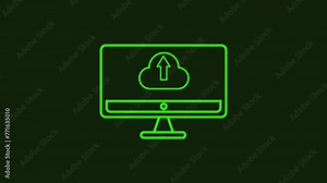 Upload and download cloud icon and desktop.