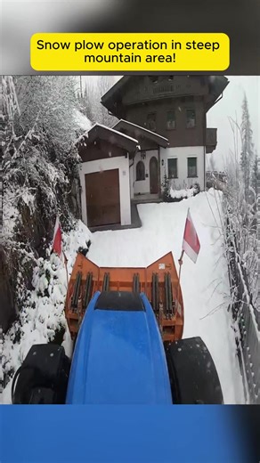 Snow plow operation in steep mountain area! Part 4 #blizzard #snow #snowremoval #snowplow #snowplowing