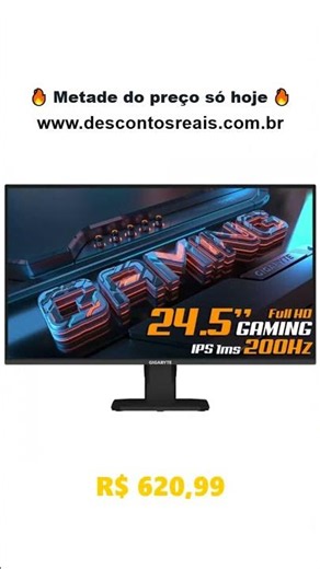 Monitor Gamer Gigabyte 25" FHD 200Hz 1ms IPS FreeSync Premium HDR 10 Alto-falante Embutido GS25F2-SA