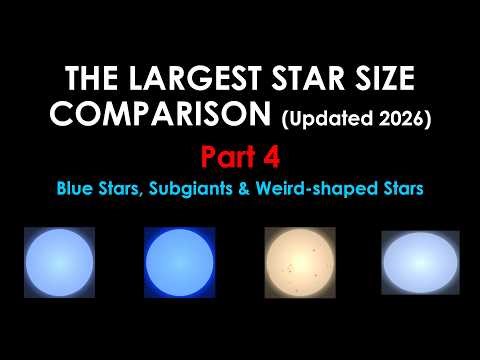 The Largest Star Size Comparison (Updated 2026)- Part 4: Blue Stars, Subgiants & Weird-shaped Stars!