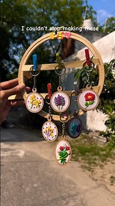 Wait till you see these tiny embroidered keychains 😍✨ #theroshni #diy #craft #ytshorts #art #shorts