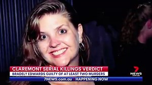 Accused Claremont serial killer Bradley Robert Edwards has been found guilty of murdering two women in Perth in the 1990s but acquitted of slaying a third woman. Full story: https://7news.link/2RU6Jgw | 7NEWS Australia