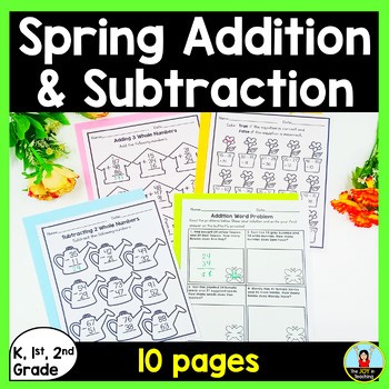Spring Double Digit Addition and Subtraction Worksheets - 2 Digit Math Practice