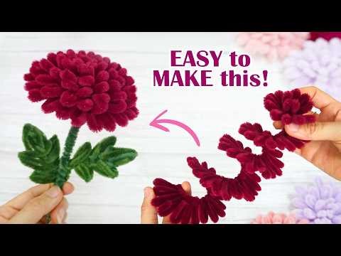 A Simple Way to make Dahlia Flower Pipe Cleaner | SUPER EASY Pipe cleaner flower tutorial