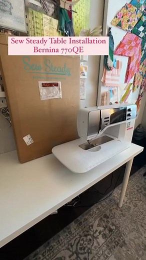 Sew Steady table installation. In a matter of minutes I have installed an amazing addition to my sewing machine. This extension will provide a much needed workspace while piecing and quilting. Do you have a @sewsteadytables? If not, I encourage you to give them a look. The quantity and craftsmanship is superb and who can deny more workspace 😜❤️ . . . #sewsteady #sewsteadyrulers #sewsteadytables #sewingmachine #bernina #bernina770qe #bernina770 #sewing #quilt #quilting #quilts #quilting