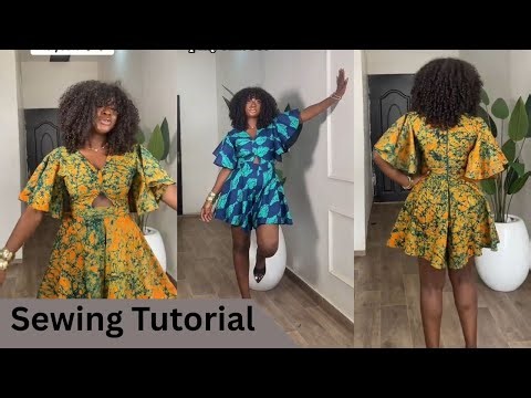DIY Ankara Playsuit Tutorial | Flared Shorts, Princess Seam & Keyhole Cut-Out (Sewing Tutorial)
