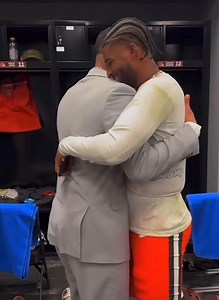 Shedeur Sanders and Andrew Barrett hugging it out in the locker room after the W 🏈🔥#sheduersanders | Andre Shannon