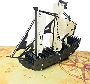 Pirate Ship - WOW 3D Pop Up Greeting Card for All Occasions - Love, Birthday, Anniversary, Wedding, Loved Ones, Congratulations, Get Well, Father's Day