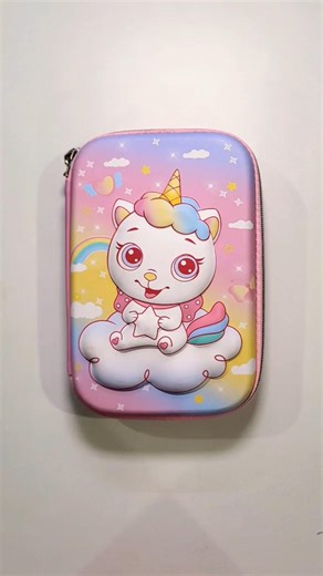 Cute pink unicorn🦄 pencil case with fancy stationery🥰 #pencilcase #unicorn #backtoschool #stationery