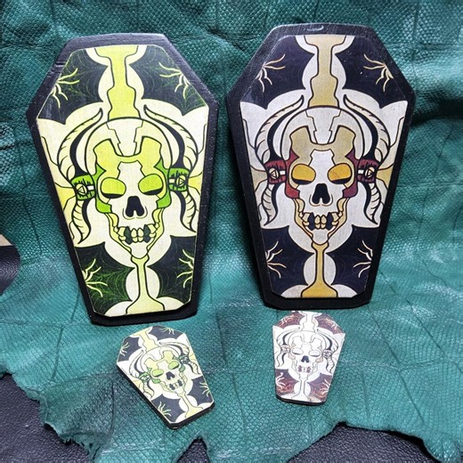 4 Alien Cyborg Skulls Coffin Lid Art Laser Cut Etched Mini Magnet Cyberpunk Gift - Etsy