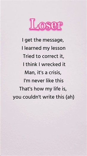 Loser (Lyrics) #viral #trending #ytshorts #shortsfeed #lyricvideo