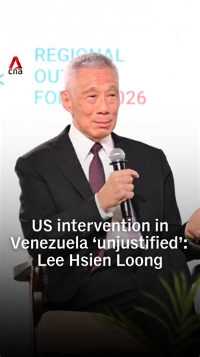 What the US did in Venezuela is a contravention of international law, said Singapore Senior Minister Lee Hsien Loong. He said Venezuela is a complicated country, with a difficult internal situation, but “that does not justify military intervention by one country into another, unilaterally and without any proper authorisation”. Mr Lee was speaking at a special dialogue during the ISEAS Yusof Ishak Institute Regional Outlook Forum 2026 on Thursday (Jan 8). #singapore #sgnews #usa #venezuela | CNA