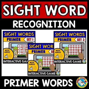 BOOM CARDS PRIMER SIGHT WORDS PRACTICE ACTIVITY KINDERGARTEN DIGITAL GAMES AUDIO