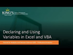 VBA Tutorial Video 6: Declaring and Using Variables in Excel VBA