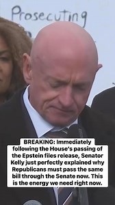 26K views · 1.3K reactions | BREAKING: Immediately following the House’s passing of the Epstein files release, Senator Kelly just perfectly explained why Republicans must pass the same bill through the Senate now. This is the energy we need right now. | Democratic Wins Media | Facebook
