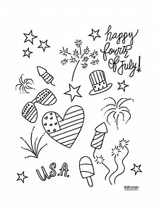 Fourth of July Doodles Coloring Page! PNG File in Black and White. Instant Download! - Etsy