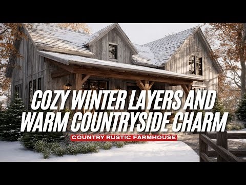 Country Rustic Farmhouse with Cozy Winter Layers and Warm Countryside Charm