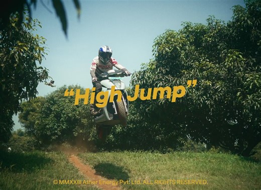 The full extent of the #Ather450X’s mono shock suspension was on display as it made big leaps and landed safely. #WheeeCamp #OffRoading #Airtime #Ather Disclaimer: These stunts were performed in a controlled setting under the supervision of trained professionals. Do not try them at home or on roads. | Ather Energy