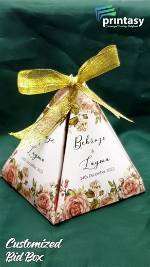 Printasy Pakistan on Instagram: "Nikkah Bid in Style ✨ Make your special moment unforgettable with our Customized Nikkah Bid Pyramid Box . Beautifully designed with premium quality printing and personalized details. 📦 Nationwide delivery available across Pakistan Customize text, color & design of your choice DM us to place your order 🤍 #NikkahBid #NikkahBox #CustomizedNikkah #PyramidBox #IslamicEvents #WeddingEssentials #WeddingPackaging #CustomBoxes #PrintasyPK #PakistanDelivery"